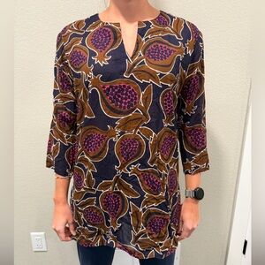 Elegant Women's Tunic with Brown and Purple Pattern